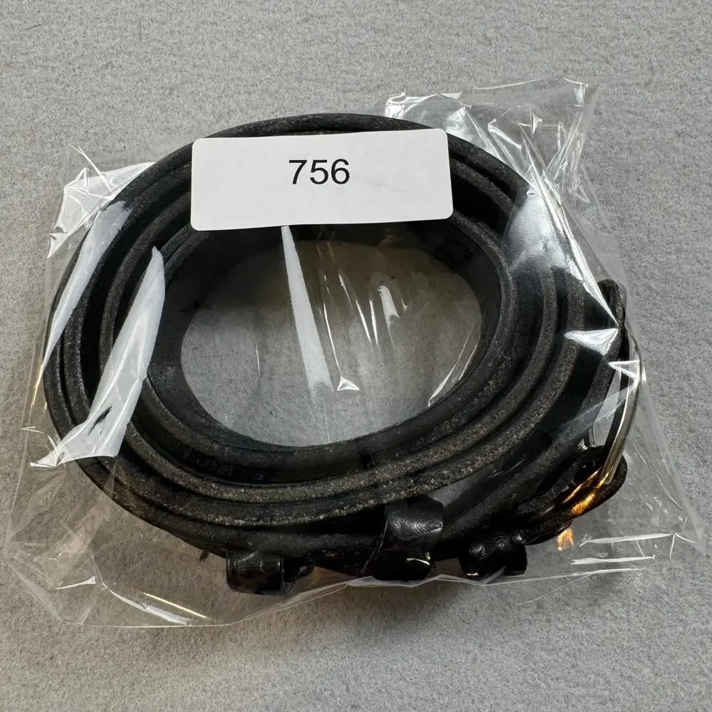 Bostonian Leather Belt Mens 42 Black Basketweave Double Strap Overlay USA